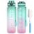 Sahara Sailor Water Bottles, 32oz Motivational Sports Water Bottle with Time Marker - Times to Drink - Tritan, BPA Free, Wide Mouth Leakproof, Fast Flow Technology with Clean Brush (1 Pack) A-Bubble Gum 32 OZ/1000ML