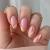 24pcs French False Nails Short - Almond Square Press on Nails - Full Cover Acrylic False Nails with Glue - Pink Glitter Swirl Stick on Nails for Women Girls Gold Pink Striped