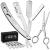 Straight Razor, Complete Straight Razors for Men Kit with 50 Single Blade Razors for Men and Scissors, Barber Supplies, Straight Edge Razor, Professional Barber Razor Blade (Silver)