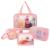 4 Pcs Clear Toiletry Bag Waterproof Clear Plastic Cosmetic Makeup Bags Transparent Travel Wash Bag for Women and Girls (Pink)