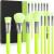 DOCOLOR PINELSET MAREUP 15 piece of professional make -up brush set premium synthetic kabuki foundation blending brush 15 pieces green