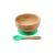Babi Baby Toddler Large Bowl & Matching Spoon Set Natural Bamboo with Stay Put Silicone Suction Ring (Green)