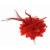 Flower Feaather Bead Corsage Hair Clips Fascinator Hairband and Pin (Red)