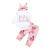 ChYoung Baby Girl Clothes Set Newborn Outfit Little Sister Romper Top and Rose Printed Pant and Headband 3 Pieces 0-3 Months Pink