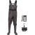 TIDEWE Bootfoot Chest Wader 2-Ply NylonPVC Waterproof Fishing  Hunting Waders with Boot Hanger for Men and Women (Green and Brown) Brown 11