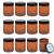 Qeirudu 8 oz Amber Plastic Jars with Lids and Labels 12 Pack Refillable Empty Round Cosmetic Containers for Body Butter Creams Lotion Essential oil Powders Ointments