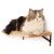 FUKUMARU Floating Wall Shelf with Cat Faux Lamb Mat, 0.79 Inch Thick Solid Rubber Wood Hanging Shelves, 15.7 x 10 Inch Floating Wall Shelf with A Cat Scratching Mat
