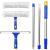 ITTAHO Squeegee for Window Cleaning,12"Squeegee and 11"Microfiber Scrubber Combi with Stainless Steel Pole,Extendable Squeegee Window Cleaner for Car,Sliding Door,Shower Glass Door-Swivel Style-2 Pads 12 Inch Sky Blue