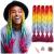 Showjarlly jumbo braid art hair hair ombre braid extension 24 inch KanCalon braid extensions 5 pieces for crochet twist braid box braid hair for braid orange/yellow/blue/purple red# 61cm-24zoll (5 Pack) orange/yellow/blue/purpleRed