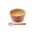Babi Baby Toddler Large Bowl & Matching Spoon Set Natural Bamboo with Stay Put Silicone Suction Ring (Pink)