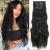 Yddm hair extensions clip in extensions black wavy hair extension full of head like real hair hair extreme clips cheap clip extensions synthetic hair part for women (24 -inch 4pcs) 24 inch a (1b#)