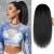 MODSIGHT Yaki Straight Ponytail Extension for Black Women  14 Inch Black Fluffy Thick Synthetic Yaki Ponytails  Drawstring Yaki Ponytail for Black Women Girls (Natural Black 1B)