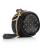 Chelsea + Cole for Itzy Ritzy Studded Pacifier Case with Clip Pacifier Charm Pod Includes Clasp Measures 2.5 in Diameter & Holds 2 Pacifiers Black with Sweetheart Print Interior and Gold Hardware