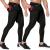 Odoland 2 Pack Mens Compression Running Pants 2 in 1 Quick Dry Athletic Workout Sweatpants Shorts Gym Leggings with Pocket Black/ Black Large