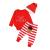 My First Christmas Baby Girls Boys Red Romper with Stripe Pants and Hat 3Pcs Newborn Outfit Set 3-6 Months Red