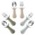 Pandaear 6 pieces children's cutlery Esslern cutlery from 1 year |Silicone stainless steel baby cutlery set spoon fork with silicone hold anti-choke design bpa free learning cutlery light brown
