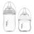 Gulicola Natural Glass Baby Bottle for Breastfed Babies Slow & Medium Flow Anti-Colic 0-6 Months 3oz & 5oz 2 Count(Grey White) Grey+White