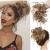 Tousled Updo Messy Bun Hair Extension Instant Ponytail With Elastic Rubber Band Updo Chignon Donut Scrunchies Extensions Hairpiece Synthetic Wavy Hair for Women Light Brown Blonde Highlight