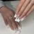 24pcs Long Coffin False Nails French White Tip Stick on Nails Press on Nails with Rhinestones Removable Glue-on Nails Full Cover Fake Nails Women Girls Nail Art Accessories 0268Y50