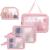 4 Pcs Clear Travel Toiletries Bag for Women Travel Toiletry Bags Clear Wash Bag for Toiletries PVC Waterproof Makeup Bag for Women and Girls (Pink)