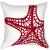 DECOPOW Embroidered Red Starfish Throw Pillow Cover Square 18 Inches Starfish Decorative Canvas Pillow Cover for Nautical Style Deco by (Starfish-Red-New)