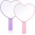 2 Pieces Heart-Shaped Handheld Mirrors Travel Makeup Mirrors Mini Cosmetic Mirror with Handle Small Heart Mirrors Decorative Hand Held Mirror for Women Girls Valentine's Day (Pink, Purple)