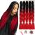 Showjarlly Braids Extensions Jumbo Braid Kanecalon Kunsthaar Haar Ombre Braid Extension 24 inches Lichen Extensions 5 pieces for crochet twist lichen hair box braid to braid black red 61cm-24 inch (5 pack) B1#