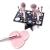 Makeup Brush Cleaning Mat & Makeup Brush Drying Rack, YLong-ST Makeup Brush Cleaner, 28 Holes Makeup Brush Holder, Silicone Rubber Clover Shaped Mat - Black & Pink