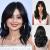Allbell Black Wavy Wigs for Women Natural Wave Bob Wigs with Bangs