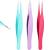 Figmettes for ingrown hair for removing imprints pointed stainless steel precision tweezers for eyebrows and spotlights pink violet blue 3 pieces