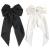 Silky Satin Hair Barrettes Clip for Women Large Bow Hair Slides Metal Clips French Barrette Long Tail Soft Plain Color Bowknot Hairpin Holding Hair 90's Accessories Black White Pack of 2