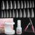Aikker Gel x Nail Kit  Nail Tips and Glue Gel Kit with 500Pcs Coffin False Nails  Mini UV/LED Nail Lamp  3 in 1 Nail Gel & Base Coat & Decorations Adhesive  Essential Tools Nail Clipper & File