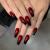 Brishow coffin artificial nails halloween nails to stick on long black red press on nails ballerina acrylic false nails 24PCs for women and girls