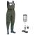 FISHINGSIR HISEA Fishing Waders for Men with Boots Womens Chest Waders Waterproof for Hunting with Boot Hanger Green M8/W10