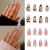 48 Pieces 2 Packs French Tip False Nails Short Press on Nails Black Wavy Lines Almond Fake Nail Set with Adhesive Tabs Full Cover Stick for Women Girls false nail-2set