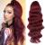 YEESHEDO Wine Red Long Wavy Ponytail Hair Extension for Women Drawstring Ponytail Hair Extensions Clip in Curly Synthetic Hairpiece 24 Inches