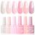 VENALISA Hema-Free Pink Gel Nail Polish Set- 6 Colors Popular Nude Pink Gel Polish Kit, Soak Off LED Nail Lamp Light Pink Gel Manicure Kit DIY at Home Salon Gifts for Women Girls 6pcs-Popular Pink