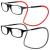 Lanomi narrow reading glasses women men men magnetic closure clip light reading aid visual aid with elastic silicone glasses straps 2 pieces black (red+gray arm) 2.0 x