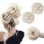 SARLA Updo Messy Bun Hair Piece White Blonde Synthetic Fake Scrunchies Ponytail Extension Wavy Curly for Women Girls 2PCS 2PCS-White Blonde