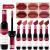 DAGEDA 6Pcs Wine Lip Tint  Matte Lipstick Lip Stain Set Long Lasting Waterproof Lip Stain Set  6 Colors Velvety Liquid Wine Bottle Lip Gloss  Non-stick Cup Lip Makeup Gift Kit for Girls Women (A Set) Color A