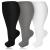 3 Pairs Plus Size Compression Socks for Women & Men 20-30 mmHg Wide Calf Extra Large Knee High Flight Socks Compression Stockings for Circulation Support 3XL 3PCS-Black White Gray