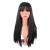 MapofBeauty 22 Inch/56 cm Women Long Straight with Flat Bangs Synthetic Hair Heat Resistant Fiber Hair for Party Cosplay Wig (Black)