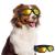 Lewondr sunglasses for dogs UV safety glasses dogs windproof anti -fitting glasses waterproof dog glasses with adjustable straps & sponge cushions for medium -sized & large dogs outdoors black medium double lens