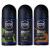 Nivea For Men Deodorant Roll-On Dimension - Dark Wood + Espresso + Amazonia Anti Perspirant 48h 1.7oz/50ml (Pack of 3 Bundle) (SET) Deep Set Pack Of 3