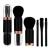 Molain Small Make-up brush set 4-in-1 set portable travel lip brush highlight brush eyeshadow brush foundation blending powder brush set retractable mini-face cosmetic brush Black