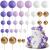 Astaron 32 pieces Tortendeko balls cake topper mini-balloons cake rabbit for wedding party baby shower birthday cake (purple gold) purple gold