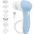 Facial Cleansing Brush Rechargeable, CLSEVXY Waterproof Face Scrubber with 7 Brush Heads for Deep Cleansing, Gentle Exfoliating, Removing Blackhead, Massaging Blue