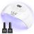 LKE UV LED Nail Lamp for Gel Nails with Base Gel Top Coat Kit, 72W Professional Gel Polish Nail Light Nail Dryer Curing Auto Sensor Manicure Tools Nail Gel Kit Gifts for Women (White)