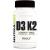NutraBio Vitamin D3 K2 | 5000 IU D3 as Cholecalciferol with Vitamin K2 as MENA-Q MK7 (180mcg) | Support Bone and Heart Health | Non-GMO Gluten Free Lactose Free | 60 Vegetable Capsules