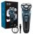 Electric Razor for Men, Mens Electric Shavers, Rechargeable Electric Razor Shaving Machines, with Pop-up Trimmer, 1 Hour Fast Charging, 3D Floating Head, LCD Power Indicator Blue